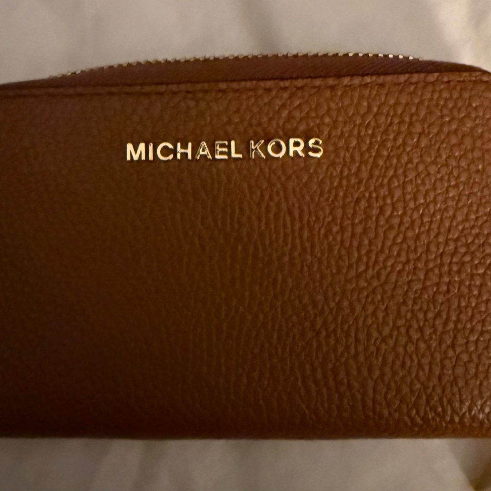 Michael Kors Tan Leather Zip Wallet